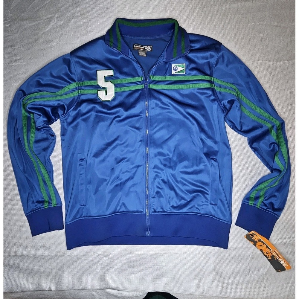 Urban Pipeline Mens Blue Green Striped Full Zip Track Jacket Size Large NWT